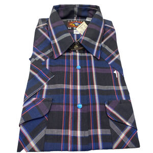 Painted Mesa Pearl Snap Shirt Size 15 1/2 / M Western Plaid Cowboy Vintage NEW